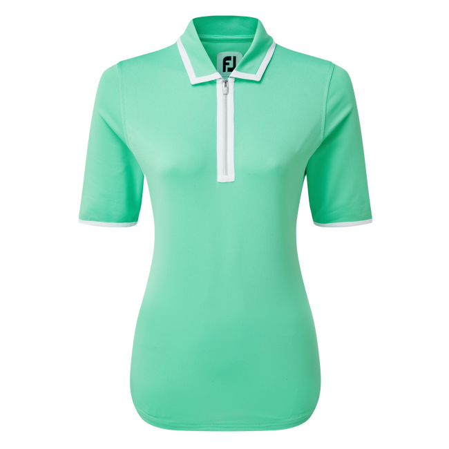 Women's Zip Placket Pique 1/2 Sleeve Shirt