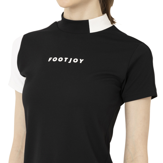 Short Sleeve Logo Mock Neck Shirts Women