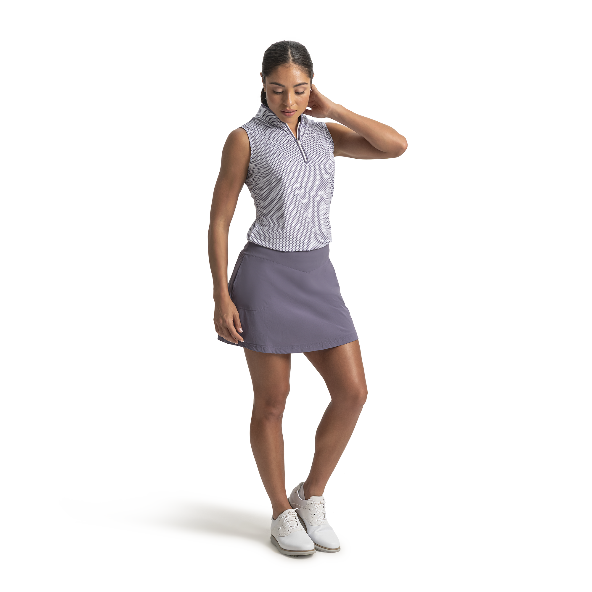 Short Sleeve Zip Front Printed