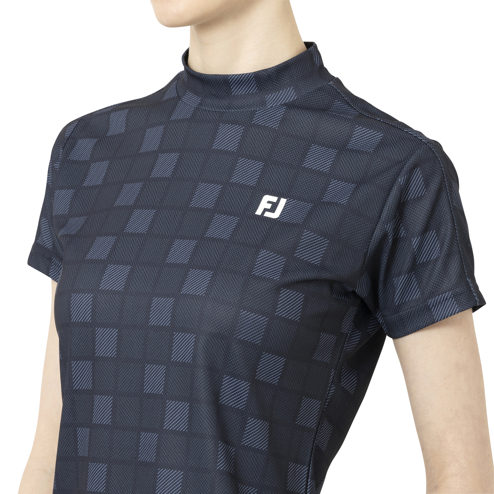 Short Sleeve Print Mock Neck Shirts Women