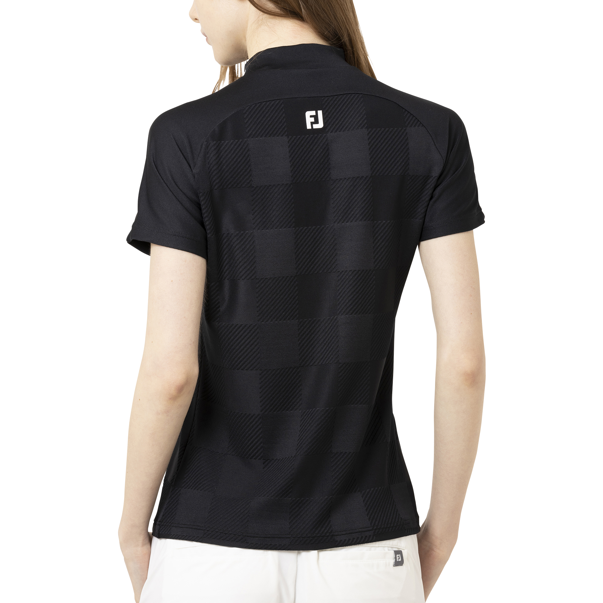 Short Sleeve Jacquard Mock Shirts Women