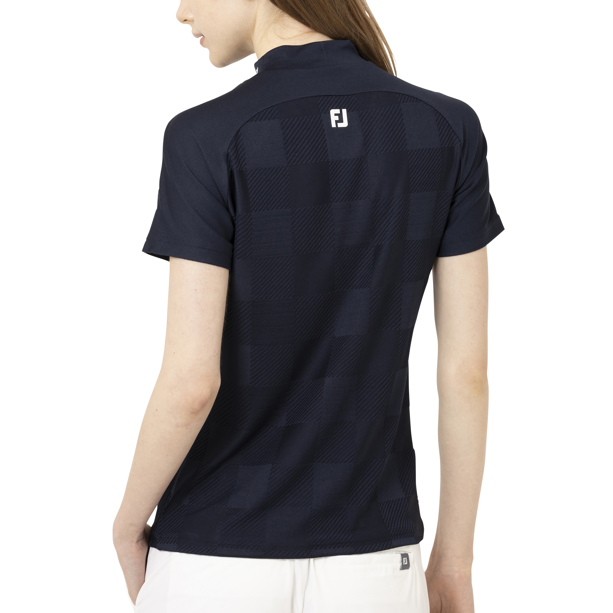 Short Sleeve Jacquard Mock Shirts Women